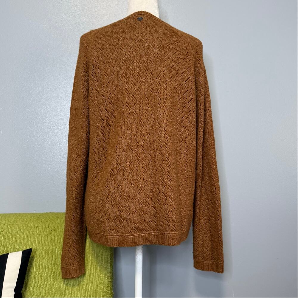Kuhl Sonata Pointelle Brown Wool Pullover Crew Neck Sweater - Picture 5 of 6
